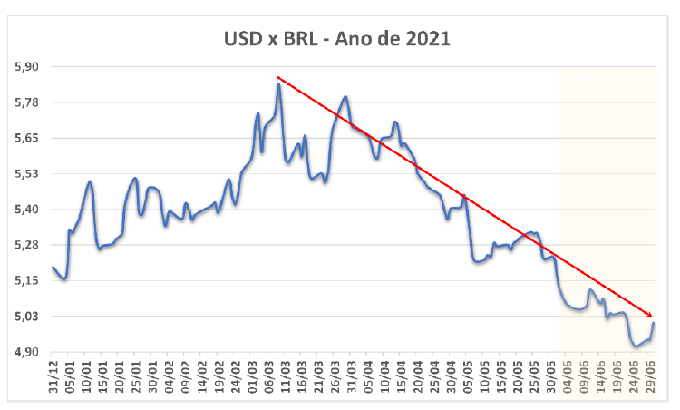 USD x BRL - Ano de 2021