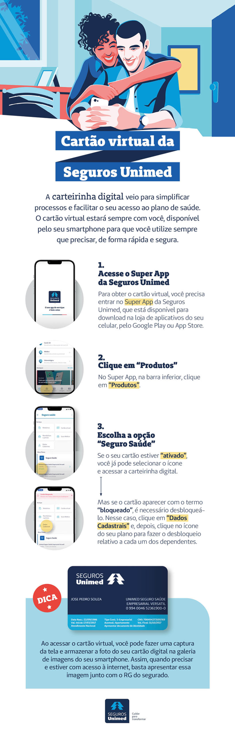 Cartão virtual da Seguros Unimed