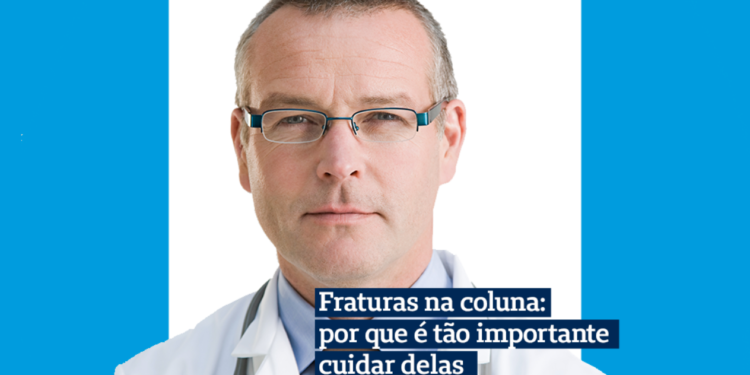 imagem de uma médico usando óculos, jaleco e estetoscópio com o título do texto destacado em azul a frente
