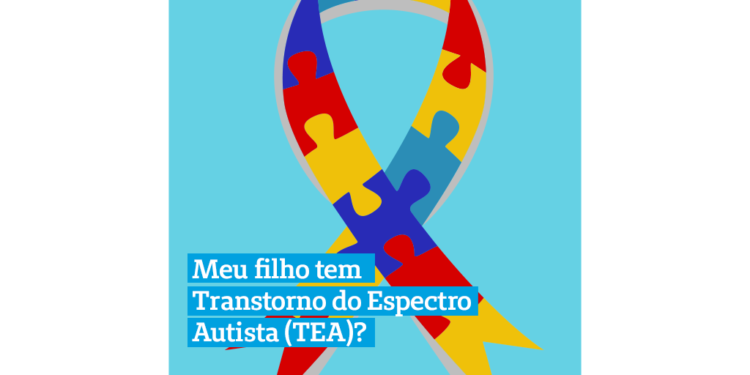 símbolo do autismo sobre um fundo azul