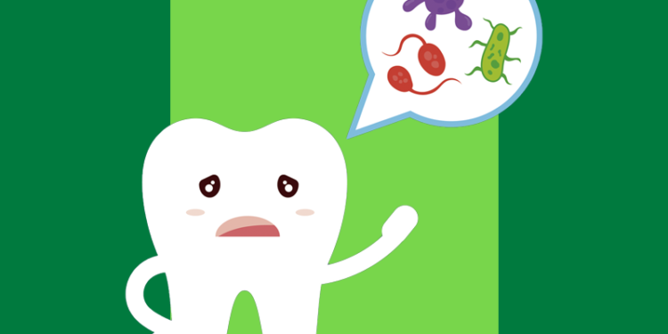 ilustração de dentinho reclamando de bactérias