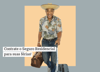 Homem de chapéu segurando mala na mão direita. Capa do conteudo sobre Seguro Residencial