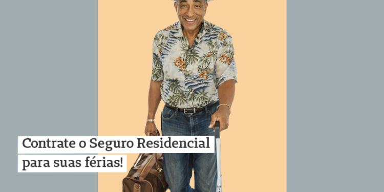 Homem de chapéu segurando mala na mão direita. Capa do conteudo sobre Seguro Residencial
