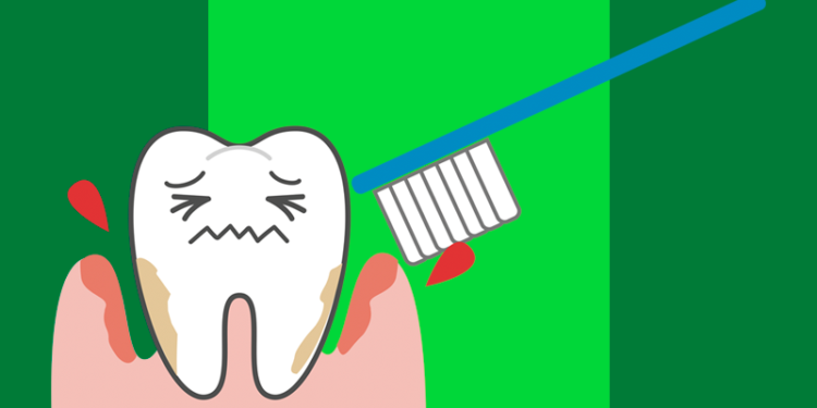 dentinho com cara de sofrimento na gengiva retraída sendo escovada