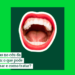 imagem de uma boca aberta mostrando os dentes e uma afta no céu da boca