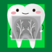 imagem de um dentinho segurando uma chapa de radiografia no dente
